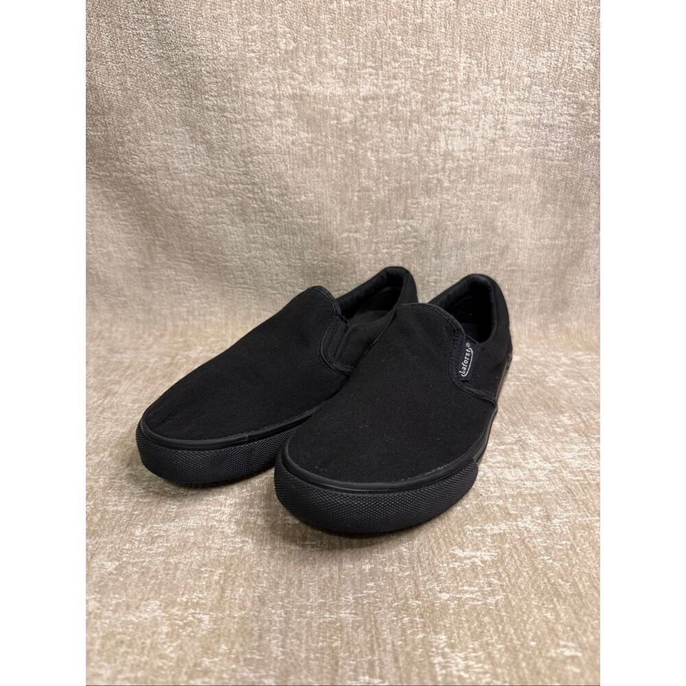 Laforst Women's Canvas Slip-Resistant Low Top Slip-On Sneaker Shoes Black Size 8